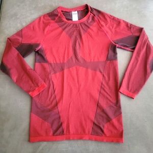 Gymshark Men’s 2XL Shirt Red Performance Long Sleeve Gym Workout